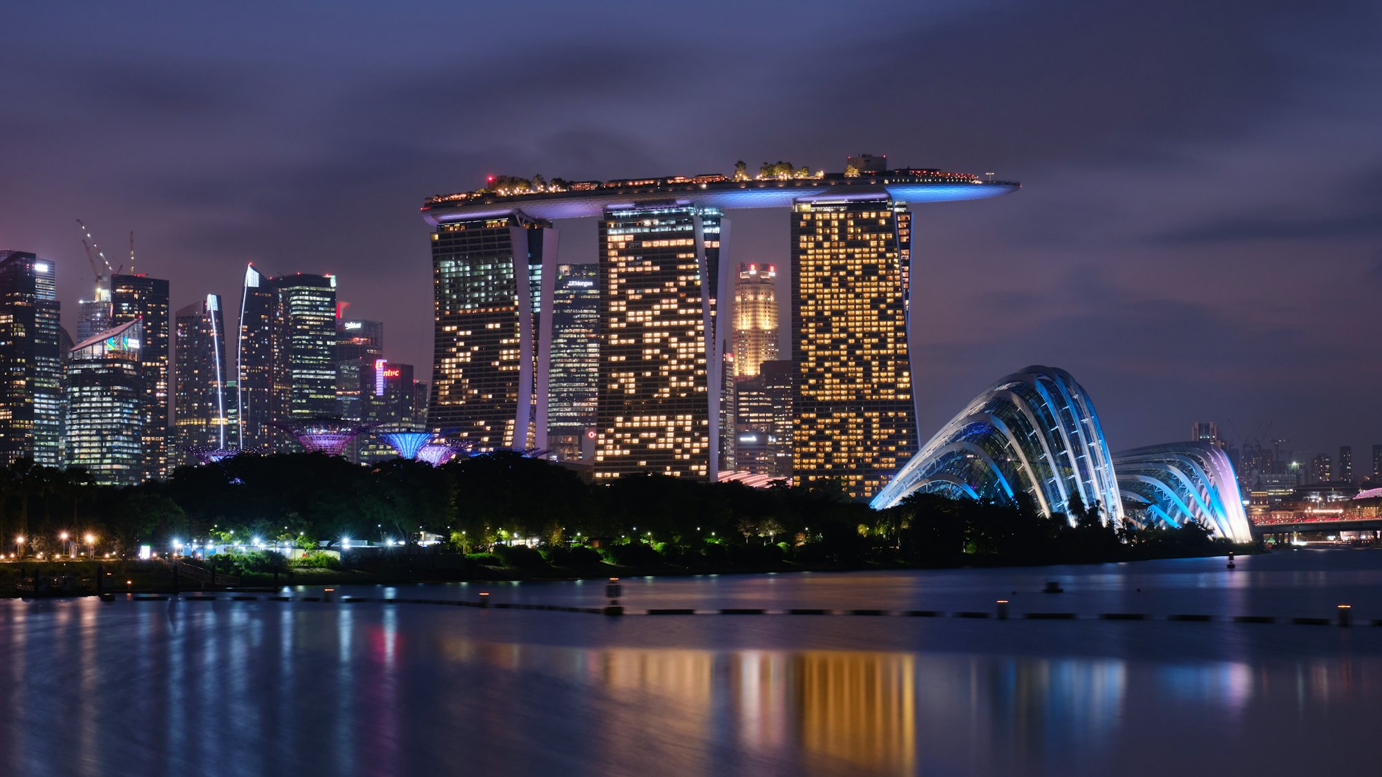 Singapore skyline at night